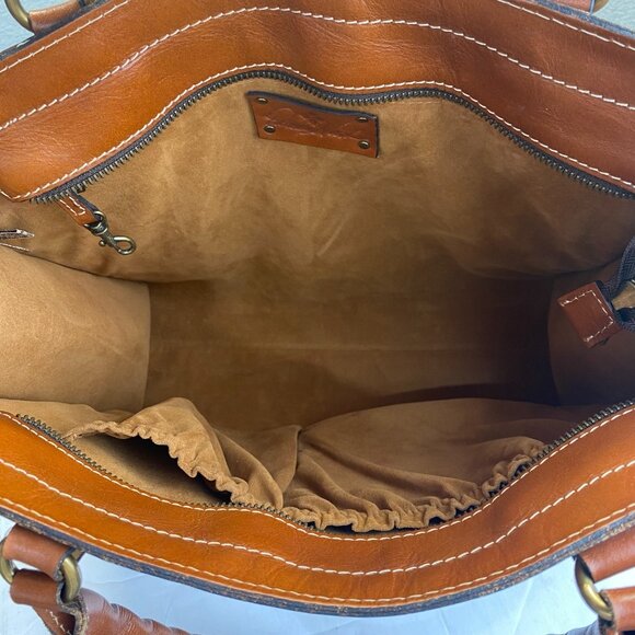 Patricia Nash Zancona Tote Brown Leather Shoulder Bag Studded Double Handle - Picture 5 of 15